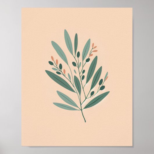 Botanisches Olivenzweig-Kunstposter Poster (Vorne)