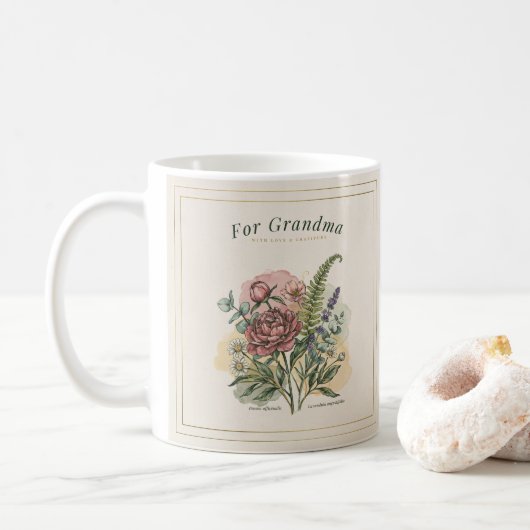 Botanisches Oma-Geschenk Kaffeetasse (Mit Donut)