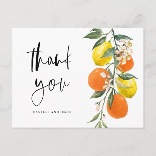 Botanisches Orange und Lemon Abschluss Vielen Dank Postkarte (Vorderseite)