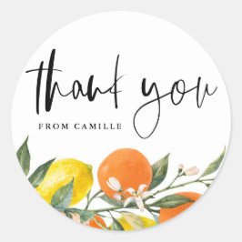 Botanisches Orange und Lemon Abschluss Vielen Dank Runder Aufkleber
