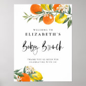 Botanisches Orange und Lemon Garland Baby Brunch Poster (Vorne)
