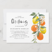 Botanisches Orange und Lemon Garland Christening Einladung (Vorderseite)