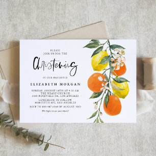 Botanisches Orange und Lemon Garland Christening Einladung