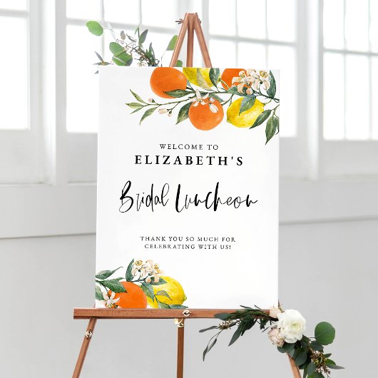 Botanisches Orange und Lemon Summer Bridal Luncheo Poster