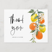 Botanisches Orange und Lemon Wedding Vielen Dank Postkarte (Vorderseite)