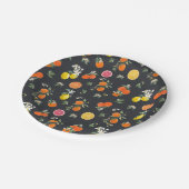 Botanisches Orange- und Zitronenmuster dunkel Pappteller (Schrägansicht)