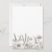 Botanisches Pampas Floral Boho Hochzeit Einladung (Rückseite)