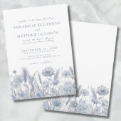 Botanisches Pampas floral Dusty Blue Wedding Einladung