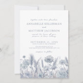 Botanisches Pampas floral Dusty Blue Wedding Einladung (Vorderseite)