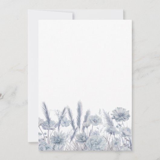 Botanisches Pampas floral Dusty Blue Wedding Einladung (Rückseite)