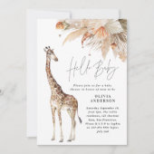Botanisches Pampasgras Moderne Giraffe Safari Chic Einladung (Vorderseite)
