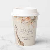 Botanisches Pampasgras Moderne Giraffe Safari Chic Pappbecher (Rückseite)