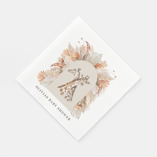 Botanisches Pampasgras Moderne Giraffe Safari Chic Serviette (Ecke)