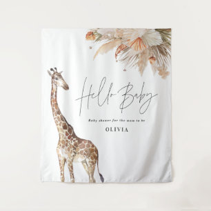 Botanisches Pampasgras Moderne Giraffe Safari Chic Wandteppich