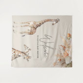 Botanisches Pampasgras Moderne Giraffe Safari Chic Wandteppich (Vorderseite (Horizontal))