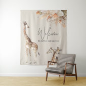 Botanisches Pampasgras Moderne Giraffe Safari Chic Wandteppich (Beispiel)