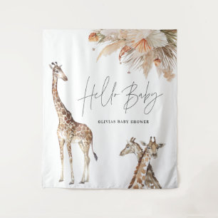 Botanisches Pampasgras Moderne Giraffe Safari Chic Wandteppich