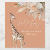 Botanisches Pampasgras Moderne Giraffe Safari Chic Weinetikett (Einzelnes Label)