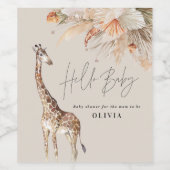 Botanisches Pampasgras Moderne Giraffe Safari Chic Weinetikett (Einzelnes Label)