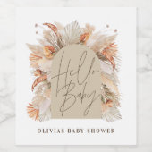 Botanisches Pampasgras Moderne rustikale Terrakott Weinetikett (Einzelnes Label)