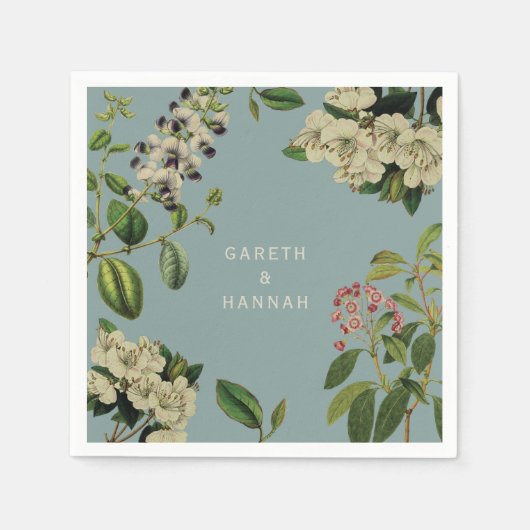 BOTANISCHES PAPIER NAPKIN-DUCK EISBLAU SERVIETTE (Vorderseite)