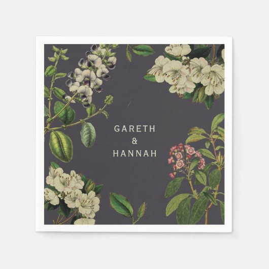 BOTANISCHES PAPIER NAPKIN-GRAY SERVIETTE (Vorderseite)