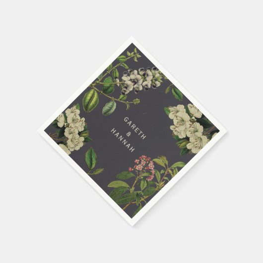 BOTANISCHES PAPIER NAPKIN-GRAY SERVIETTE (Ecke)