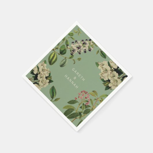 BOTANISCHES PAPIER NAPKIN SAGE SERVIETTE (Ecke)