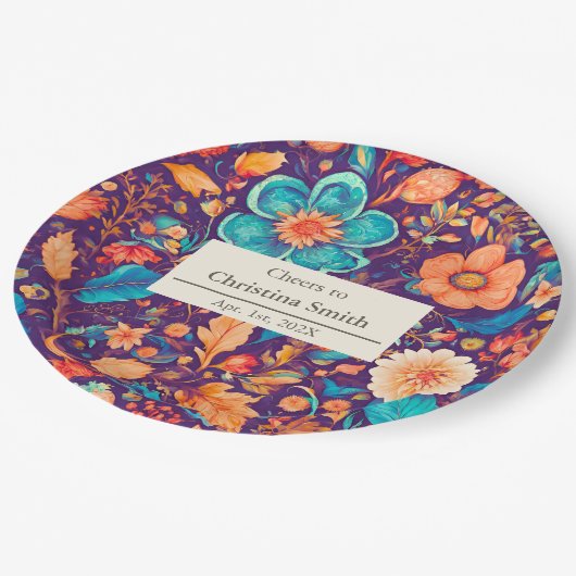 Botanisches Party für die Bewahrung der sonnigen B Pappteller (Schrägansicht)