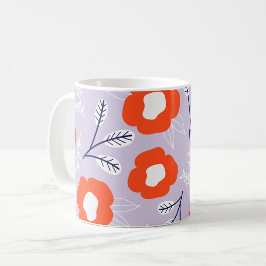 Botanisches Pastellrosa: Blumenmuster Kaffeetasse (Vorderseite Links)