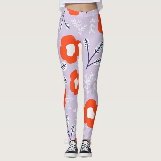 Botanisches Pastellrosa: Blumenmuster Leggings (Vorderseite)