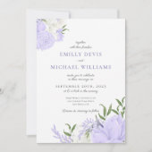Botanisches Periwinkle Wasserfarbenhochzeit Einlad Einladung (Vorderseite)
