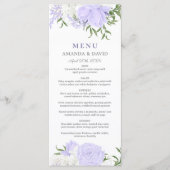 Botanisches Periwinkle Wasserfarbenhochzeit Menükarte (Vorderseite)
