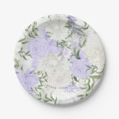 Botanisches Periwinkle Wasserfarbenhochzeit Pappteller (Vorderseite)