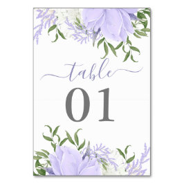 Botanisches Periwinkle Wasserfarbenhochzeit Tischnummer