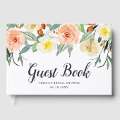 Botanisches Pfirsichfarbenes Brautparty Gästebuch (Vorderseite)