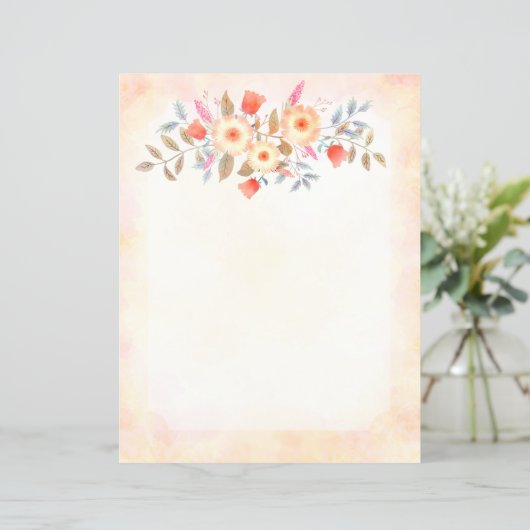 Botanisches Pfirsichfarbenpapier (Stehend Vorderseite)