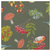 Botanisches Pflanzen-und Vogel-Muster-Gewebe Stoff (Nahaufnahme)