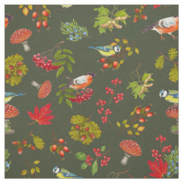 Botanisches Pflanzen-und Vogel-Muster-Gewebe Stoff