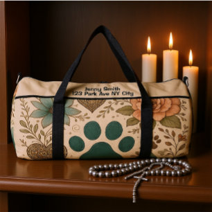 Botanisches Pfotenabdruck-Reise-Kit Monogramm Pers Duffle Bag