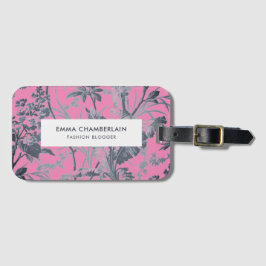 Botanisches Pink Chinoiserie Custom Gepäckstück Gepäckanhänger