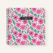 Botanisches Pink Daisies Wasserfarben Muster Notizblock (Vorderseite)