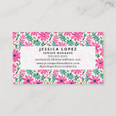 Botanisches Pink Daisies Wasserfarben Muster Visitenkarte (Rückseite)