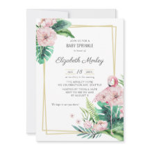 Botanisches Pink Flamingo Floral Baby Sprinkle