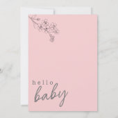 Botanisches Pink Hello Baby Dusche Einladung (Rückseite)