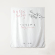 Botanisches Pink Hello Baby Shooting Banner