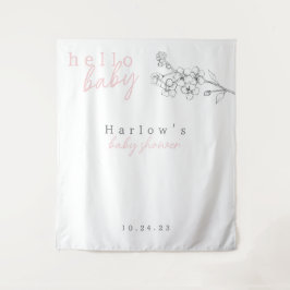 Botanisches Pink Hello Baby Shooting Banner Wandteppich