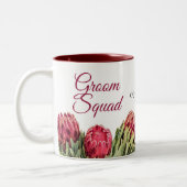 Botanisches Pink-Protea Blumenstrauß-Geschenk Kaff Zweifarbige Tasse (Links)