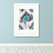 Botanisches Pochoir-Muster im Jugendstil Leinwanddruck (Insitu (Holzboden))