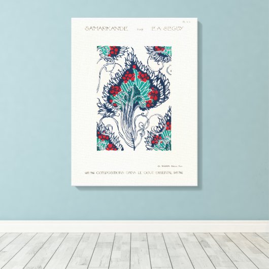 Botanisches Pochoir-Muster im Jugendstil Leinwanddruck (Insitu (Holzboden))